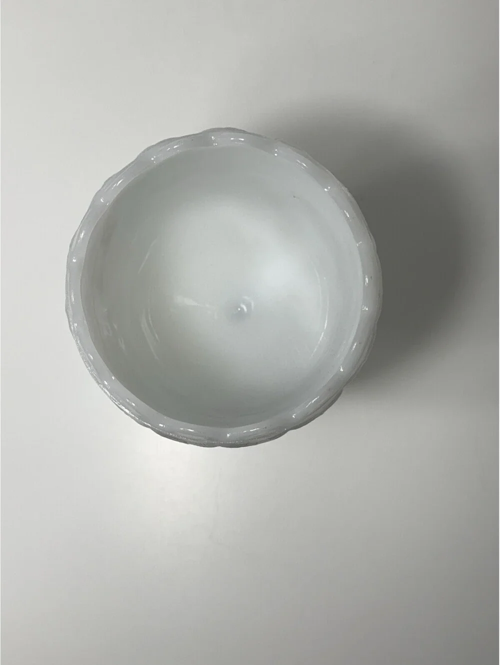 VTG Diamond Quilted White Milk Glass Water Wine Goblet Compote Pedestal 6.25” H